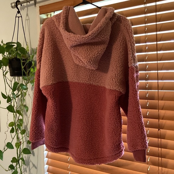 PINK Varsity Half-Zip Sherpa pullover hoodie coat - Picture 9 of 11